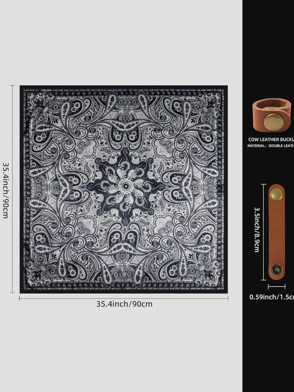 Men's Black 2 35 Inch Wild Rag Neckerchief Silk Western Bandana Neck Scarf